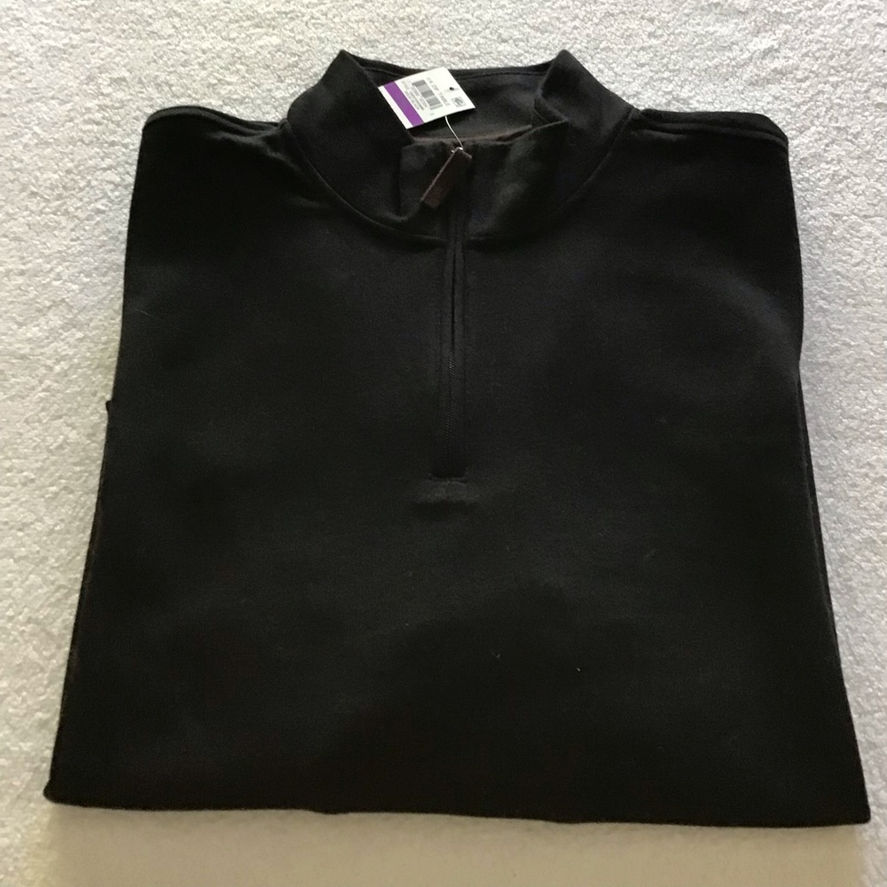 NWT Tasso Elba M XXL LS 1/4 Zip 100% Supima Cotton Sweater in Solid Black